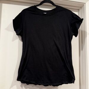 Classic Black Women's Short Sleeve Top w/ Ruffle Hem